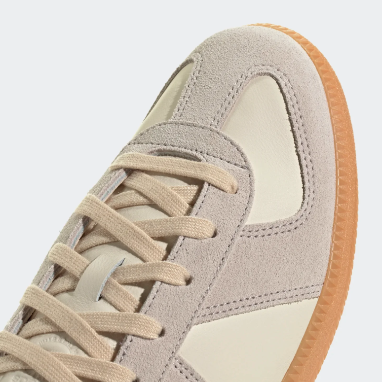 Cream & Light Gray Retro Low-Top Sneakers with Gum Sole
