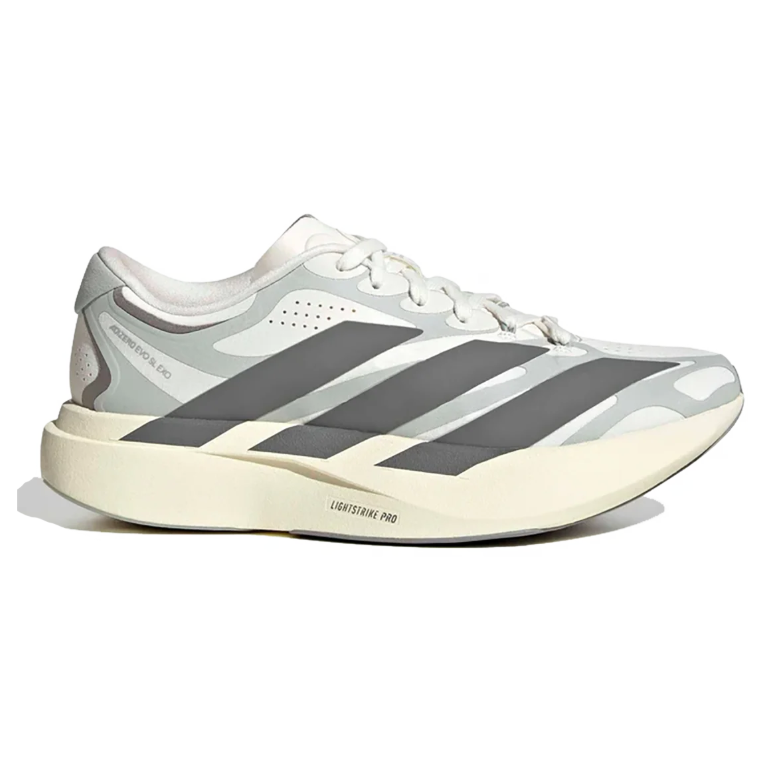 White & Gray Running-Style Sneakers with Cream Sculpted Sole
