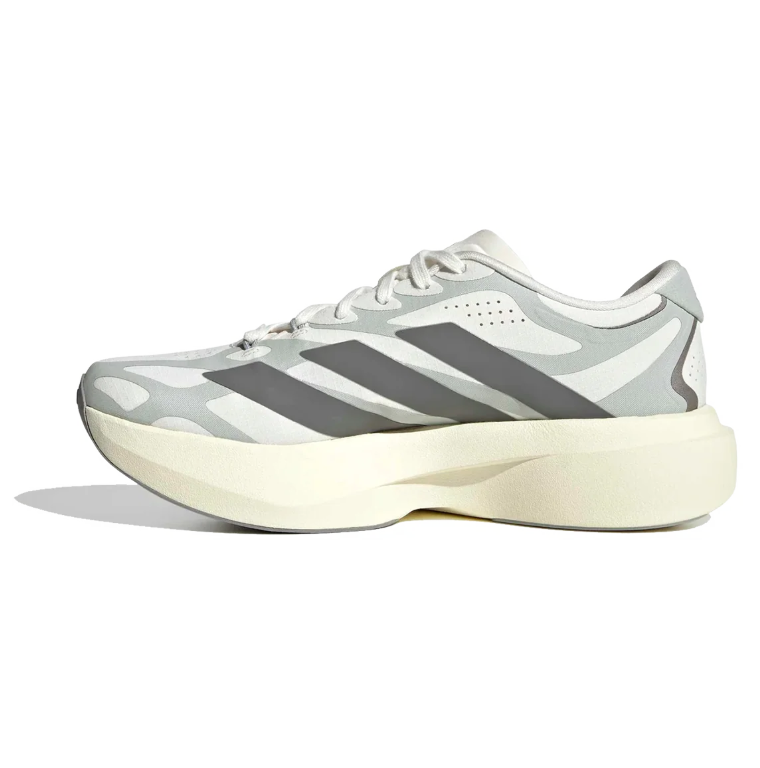 White & Gray Running-Style Sneakers with Cream Sculpted Sole