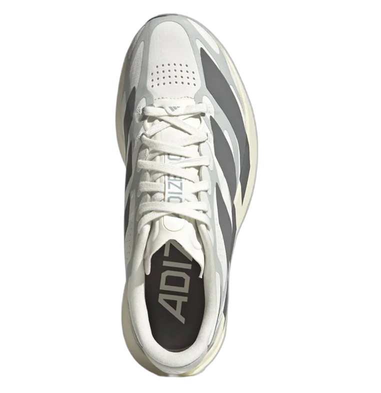 White & Gray Running-Style Sneakers with Cream Sculpted Sole