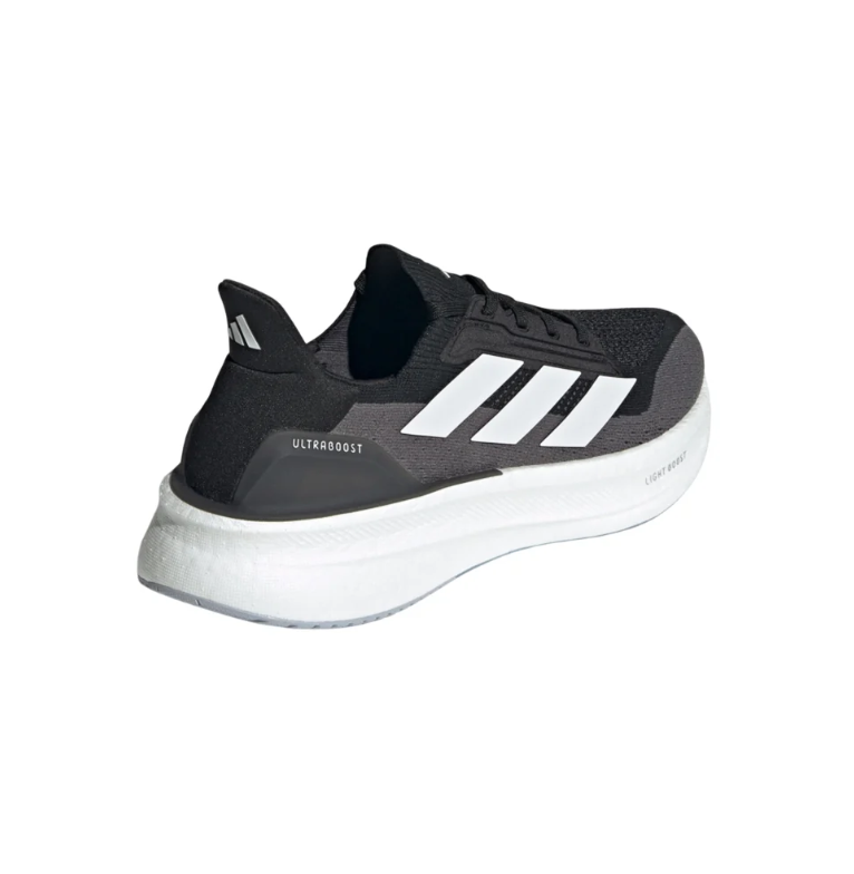 Black & Gray Knit Running-Style Sneakers with White Stripes