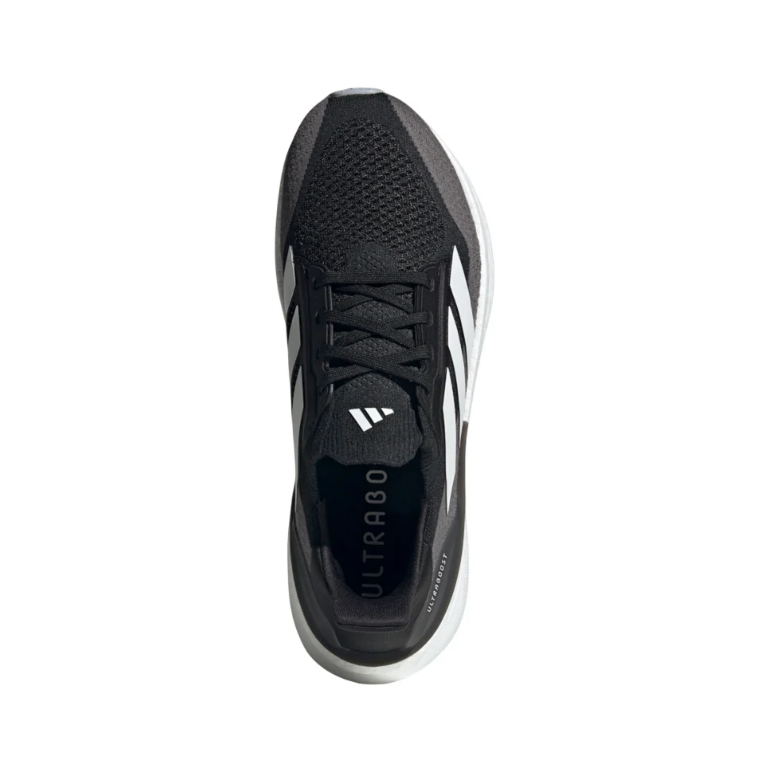 Black & Gray Knit Running-Style Sneakers with White Stripes