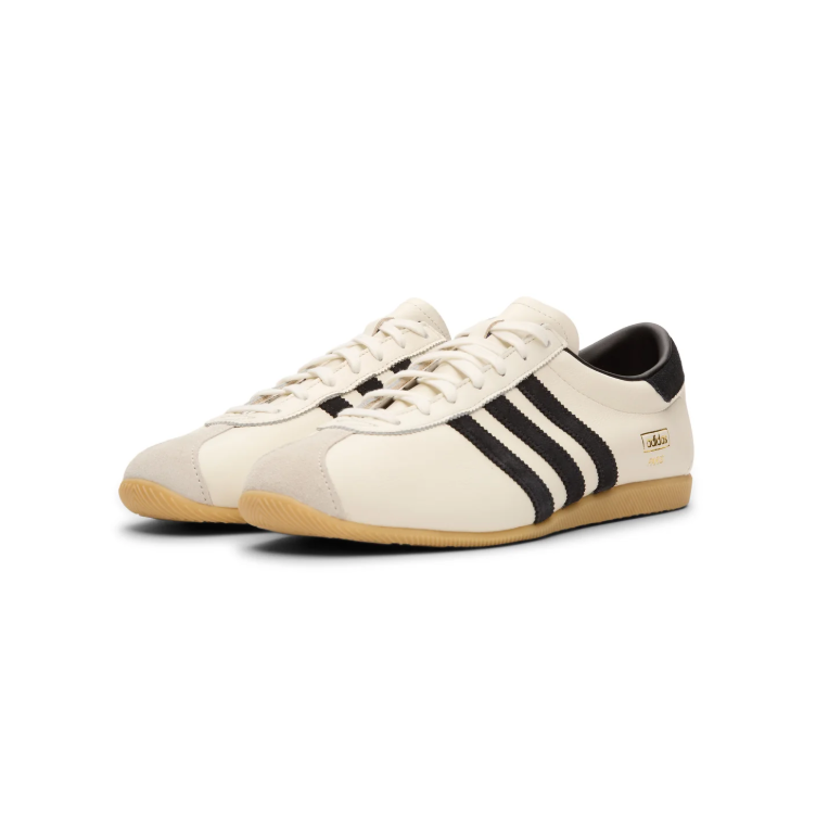 Cream & Black Slim Retro Sneakers with Tan Gum Sole