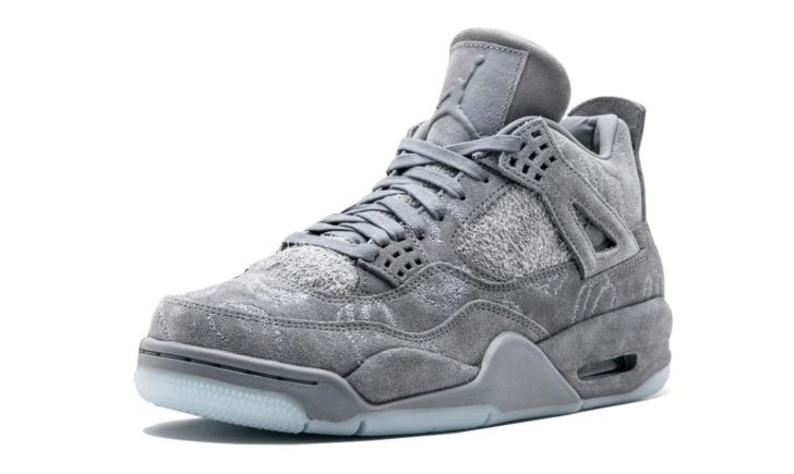 Gray Mixed-Texture Mid-Top Sneakers with Icy Blue Outsole