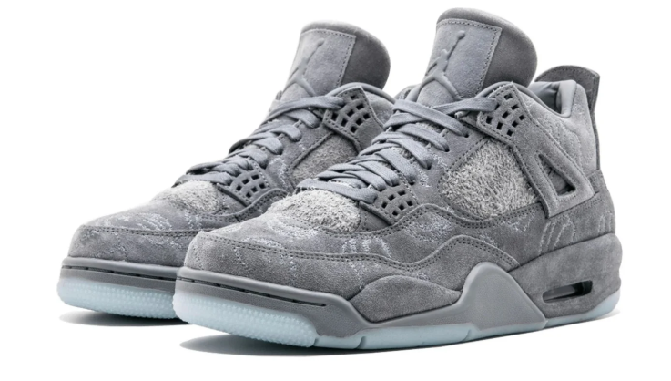 Gray Mixed-Texture Mid-Top Sneakers with Icy Blue Outsole