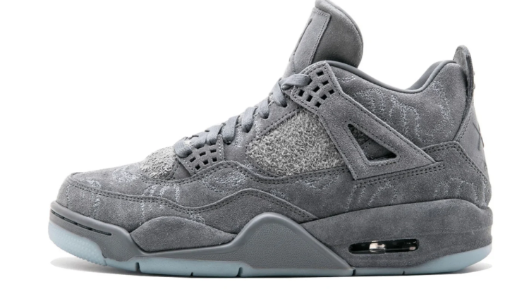 Gray Mixed-Texture Mid-Top Sneakers with Icy Blue Outsole