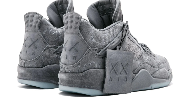 Gray Mixed-Texture Mid-Top Sneakers with Icy Blue Outsole