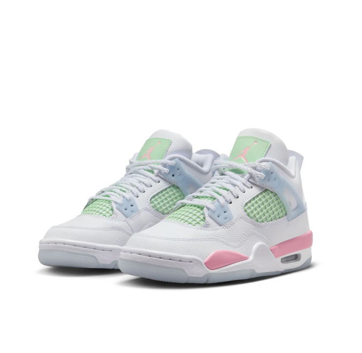 White Mid-Top Sneakers with Mint Green, Pale Blue & Pink Accents