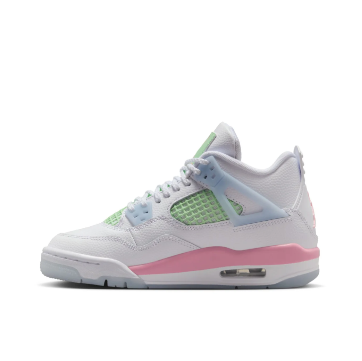 White Mid-Top Sneakers with Mint Green, Pale Blue & Pink Accents