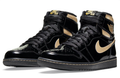 Glossy Black & Gold High-Top Court Sneakers