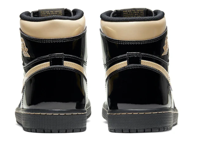 Glossy Black & Gold High-Top Court Sneakers