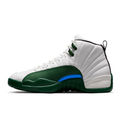 White & Forest Green High-Top Sneakers with Blue Accents