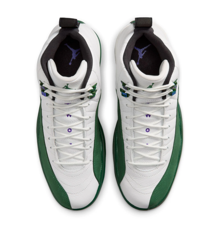 White & Forest Green High-Top Sneakers with Blue Accents