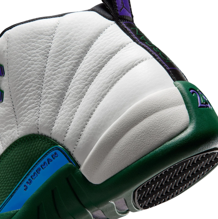 White & Forest Green High-Top Sneakers with Blue Accents