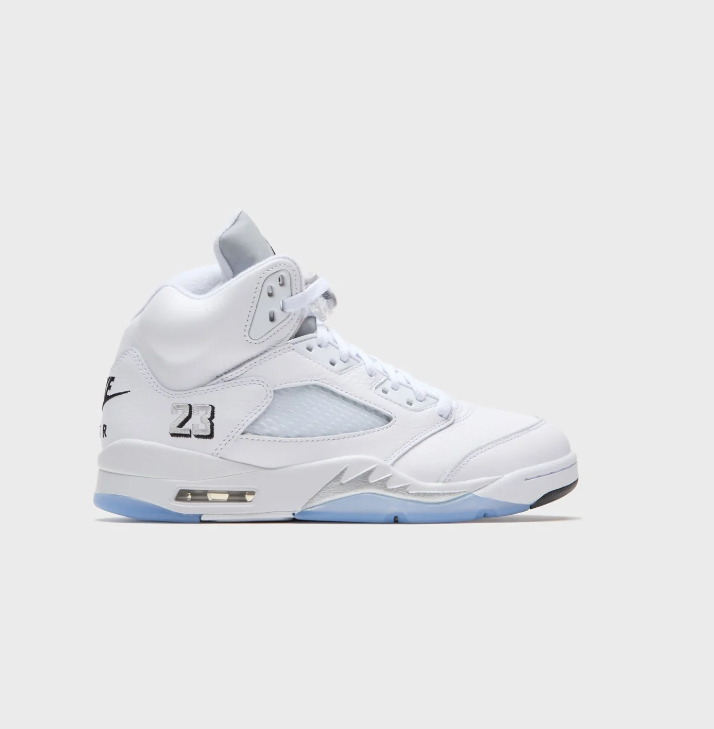 White High-Top Court Sneakers with Icy Blue Outsole