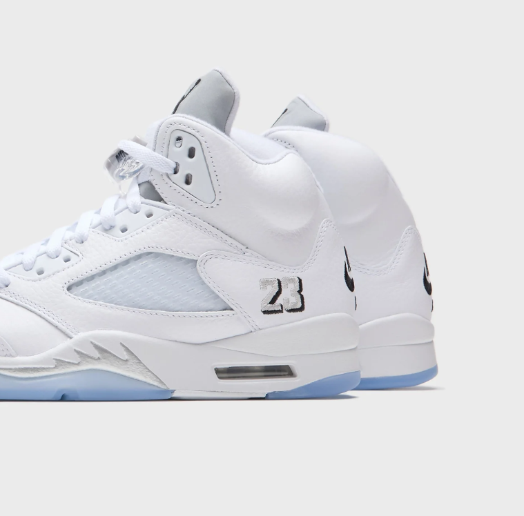 White High-Top Court Sneakers with Icy Blue Outsole