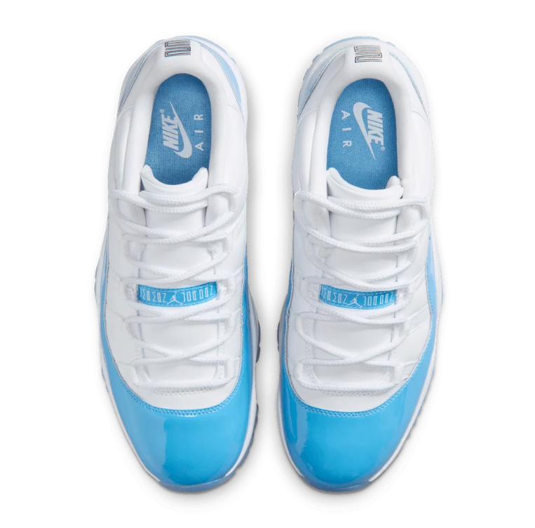 White & Bright Blue Low-Top Sneakers with Icy Outsole