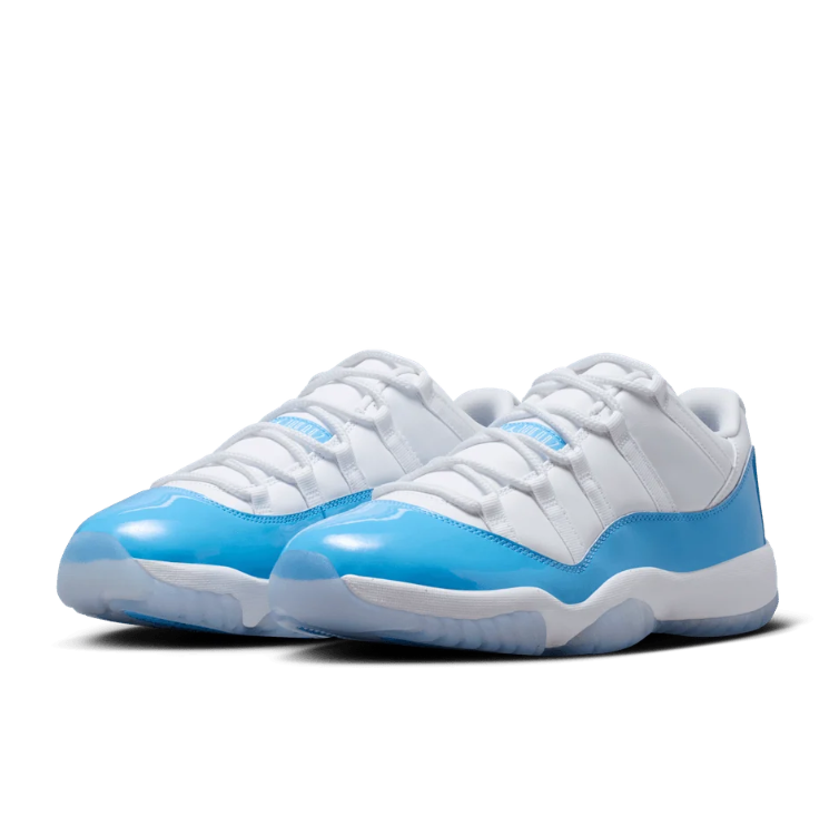 White & Bright Blue Low-Top Sneakers with Icy Outsole