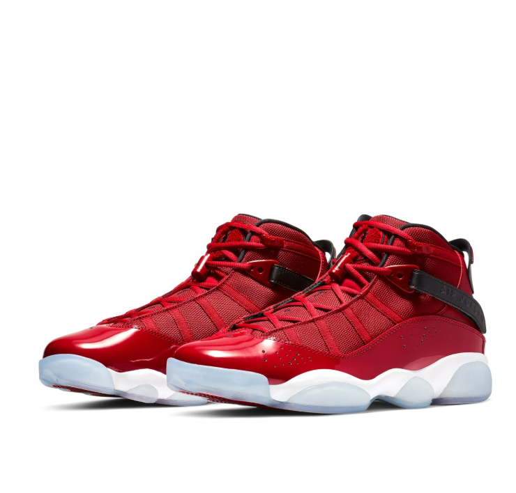 Glossy Red High-Top Sneakers with Black Straps & Icy Outsole