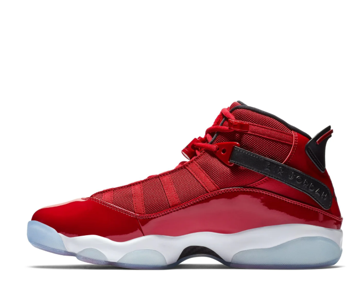 Glossy Red High-Top Sneakers with Black Straps & Icy Outsole