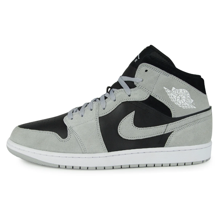 Black & Light Gray Mid-Top Court Sneakers