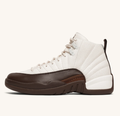 Cream & Dark Brown High-Top Sneakers with Crackle-Effect Panels