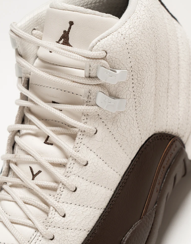 Cream & Dark Brown High-Top Sneakers with Crackle-Effect Panels