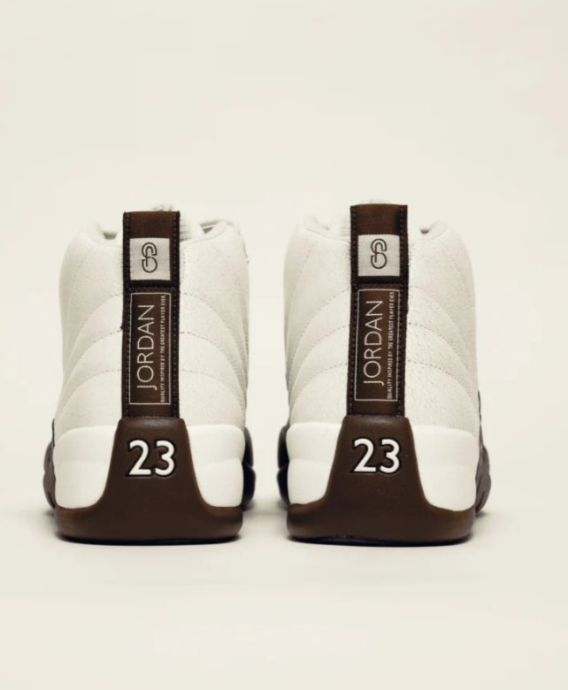 Cream & Dark Brown High-Top Sneakers with Crackle-Effect Panels