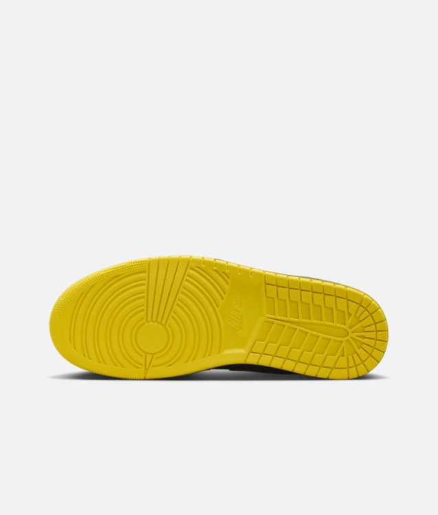 Black Mid-Top Court Sneakers with Bright Yellow Outsole