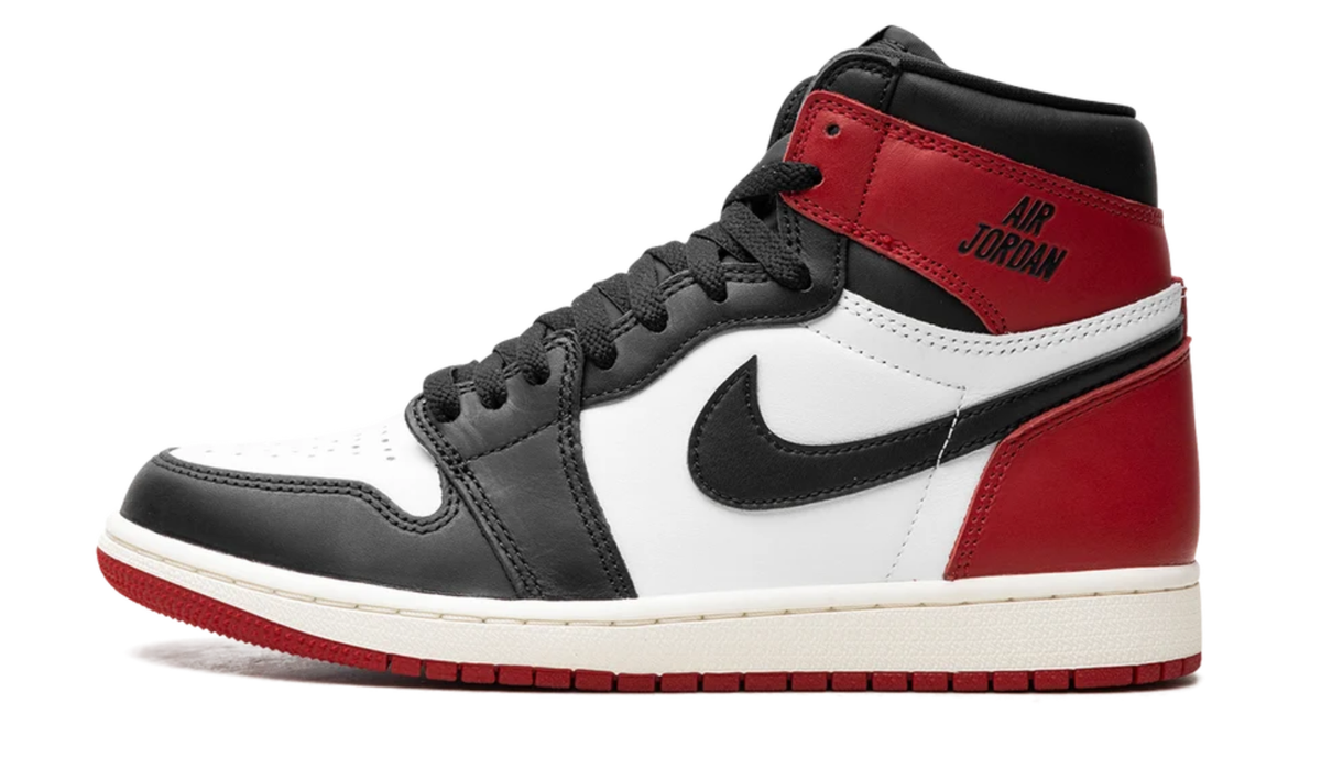 Black, White & Red High-Top Court Sneakers