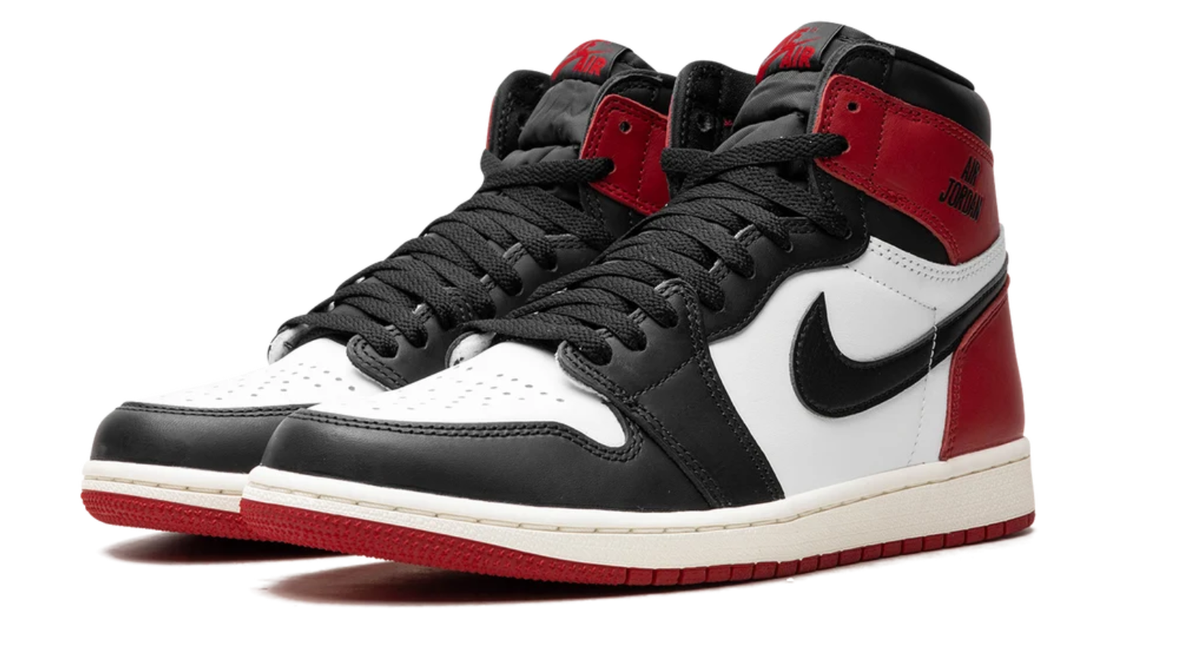Black, White & Red High-Top Court Sneakers