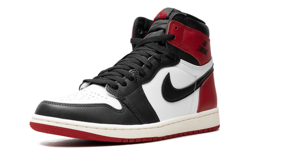 Black, White & Red High-Top Court Sneakers