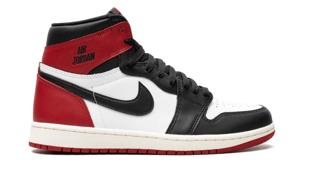Black, White & Red High-Top Court Sneakers