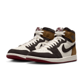 Brown & Cream High-Top Sneakers with Burgundy Outsole
