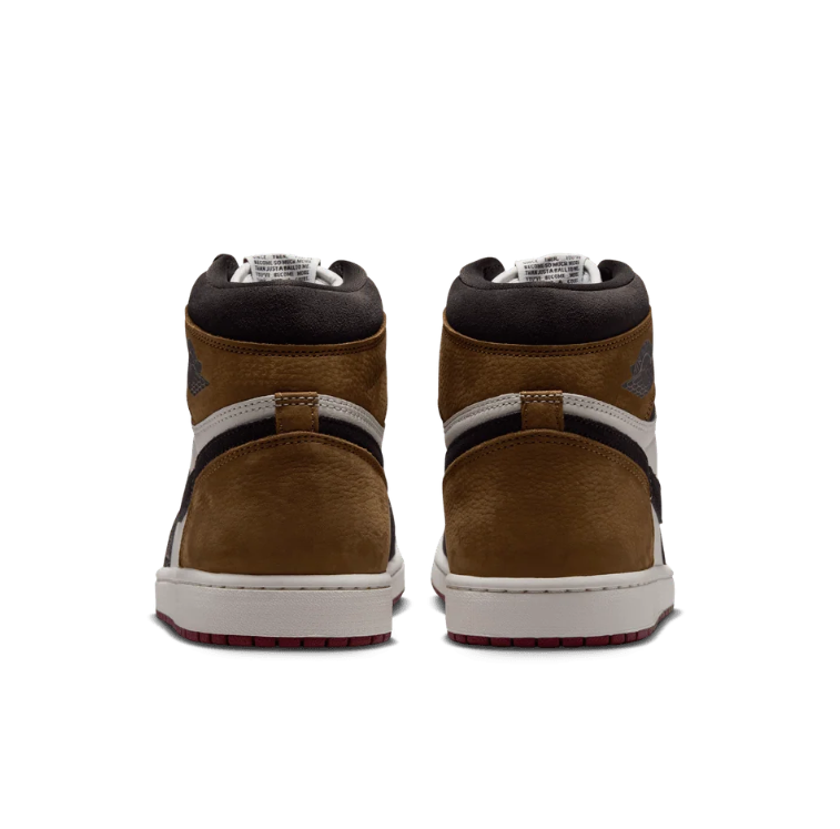 Brown & Cream High-Top Sneakers with Burgundy Outsole