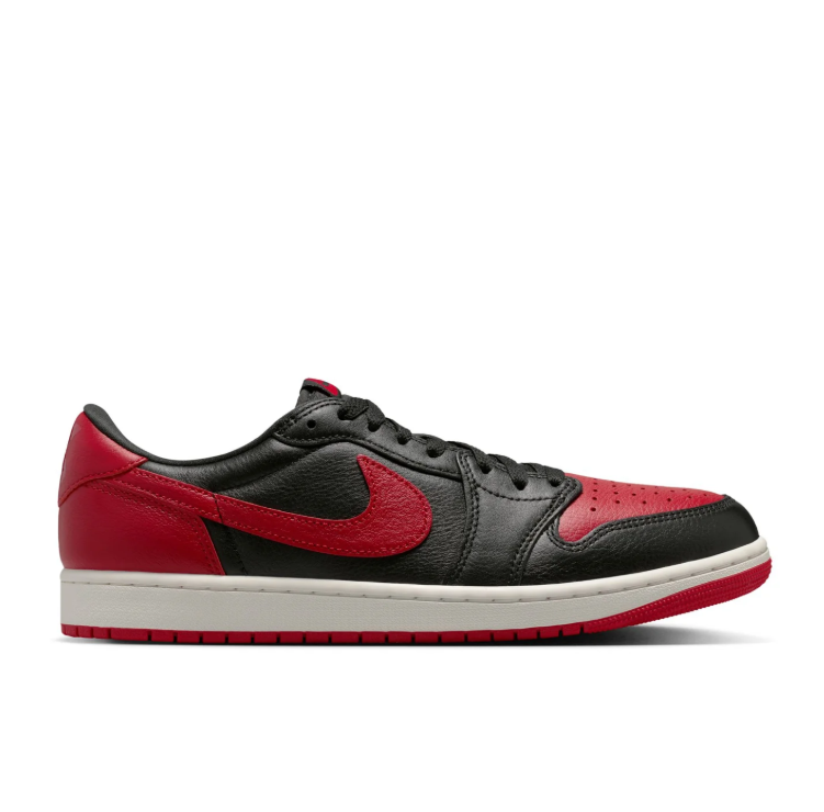 Black & Red Low-Top Court Sneakers with Off-White Midsole