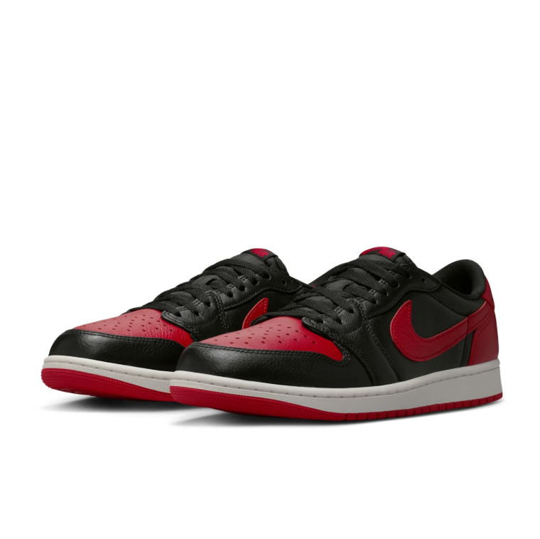 Black & Red Low-Top Court Sneakers with Off-White Midsole