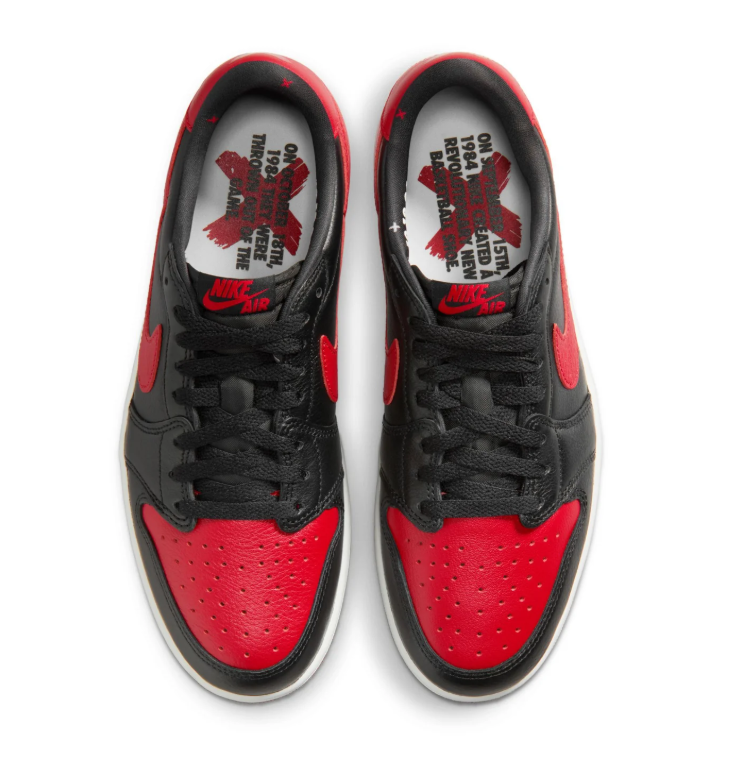 Black & Red Low-Top Court Sneakers with Off-White Midsole