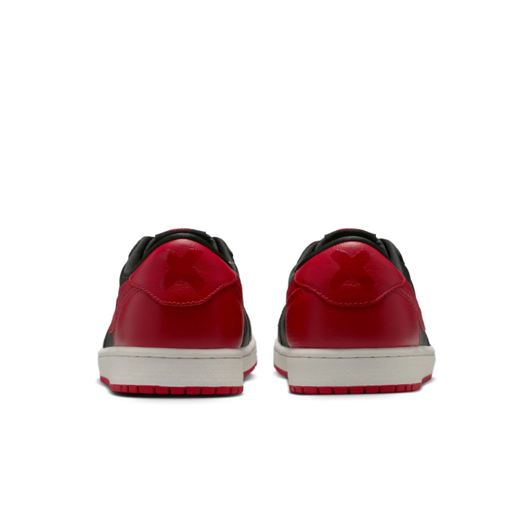 Black & Red Low-Top Court Sneakers with Off-White Midsole