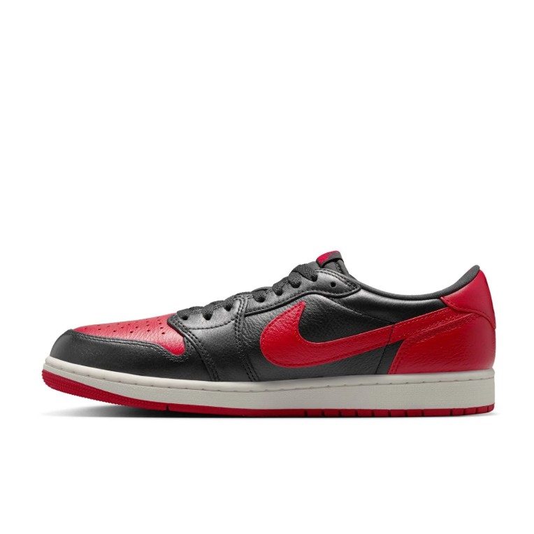 Black & Red Low-Top Court Sneakers with Off-White Midsole