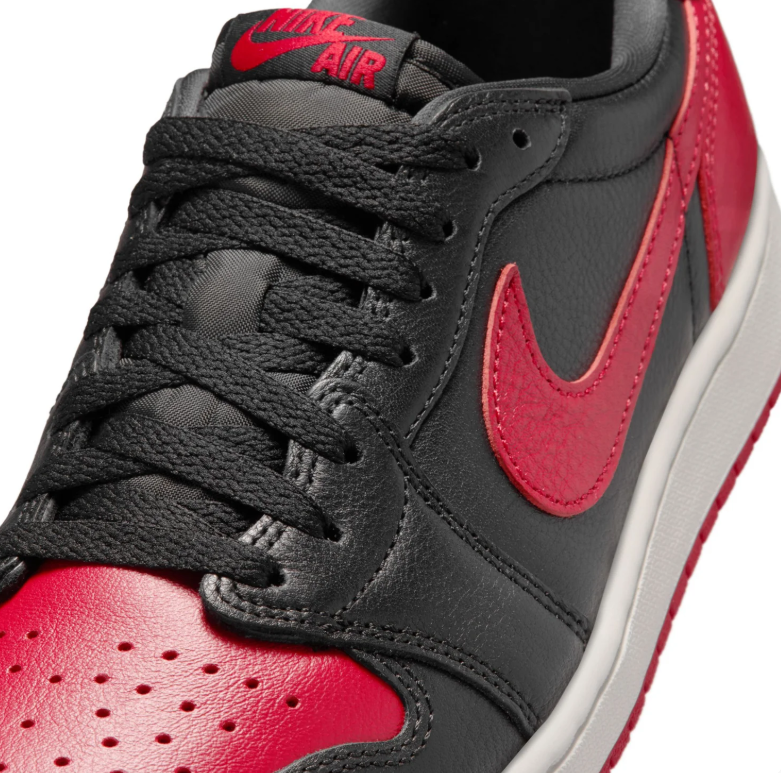 Black & Red Low-Top Court Sneakers with Off-White Midsole