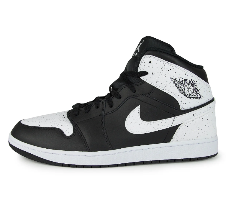 Black & White Speckled Mid-Top Court Sneakers