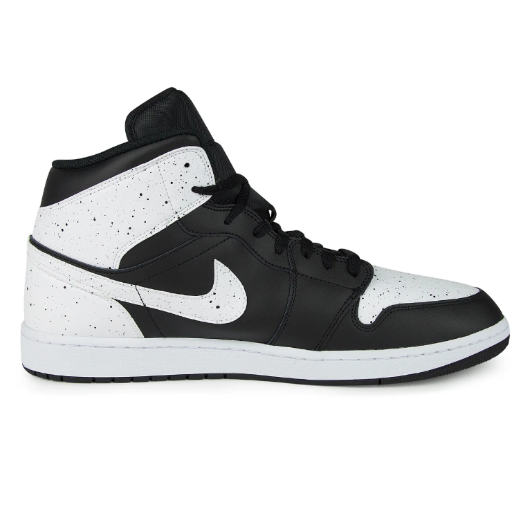 Black & White Speckled Mid-Top Court Sneakers