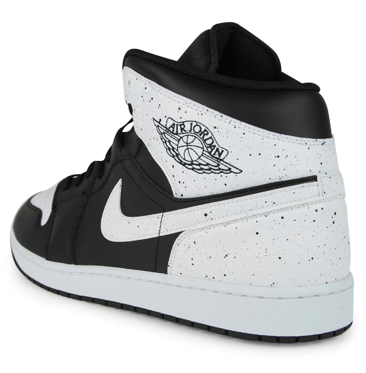 Black & White Speckled Mid-Top Court Sneakers