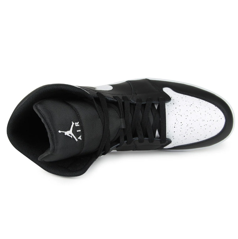 Black & White Speckled Mid-Top Court Sneakers