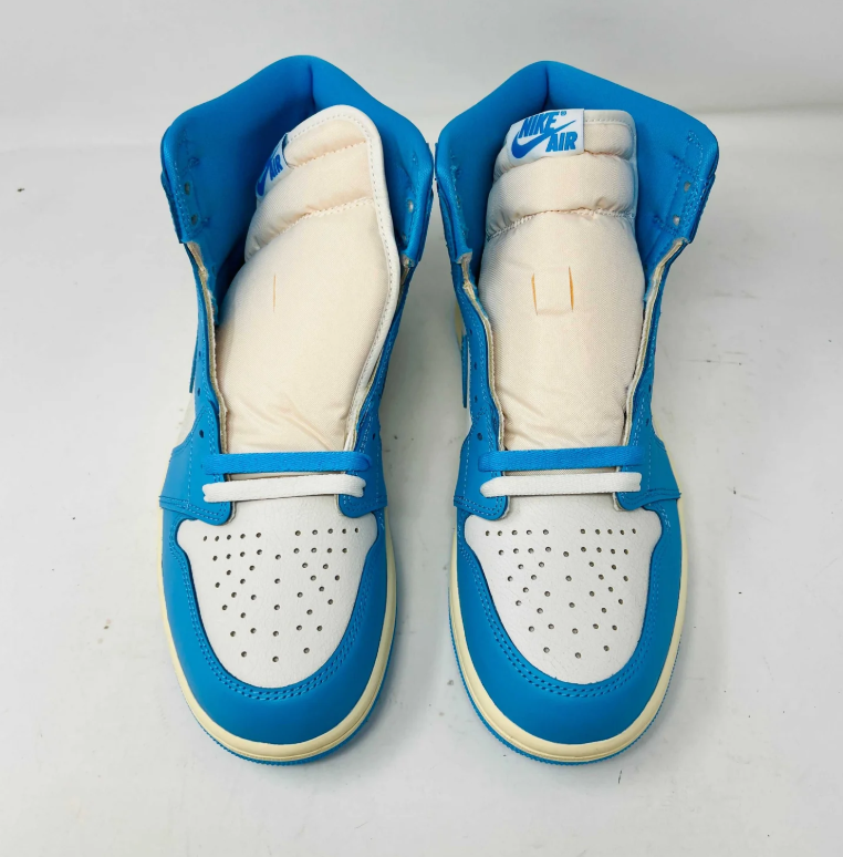 Bright Blue & White High-Top Sneakers with Cream Midsole