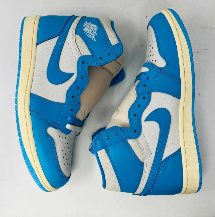 Bright Blue & White High-Top Sneakers with Cream Midsole