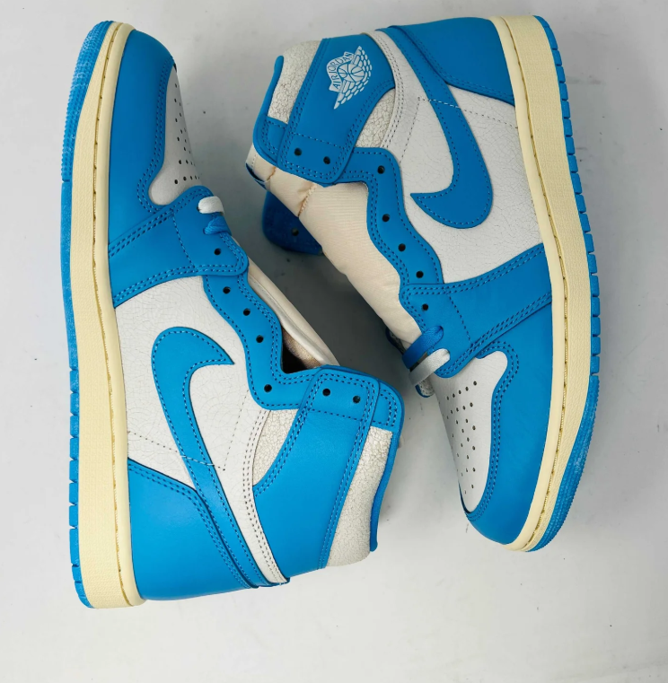 Bright Blue & White High-Top Sneakers with Cream Midsole