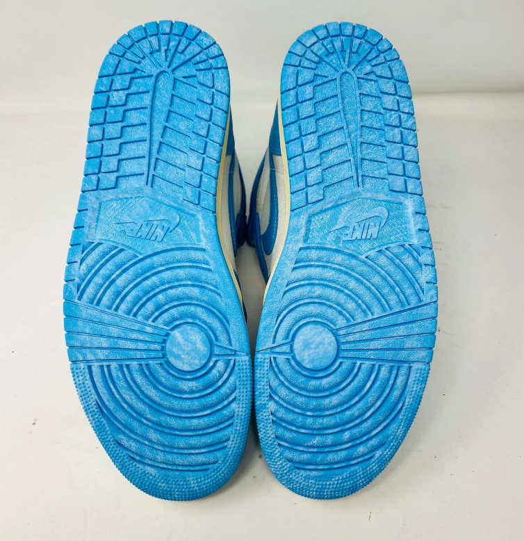 Bright Blue & White High-Top Sneakers with Cream Midsole