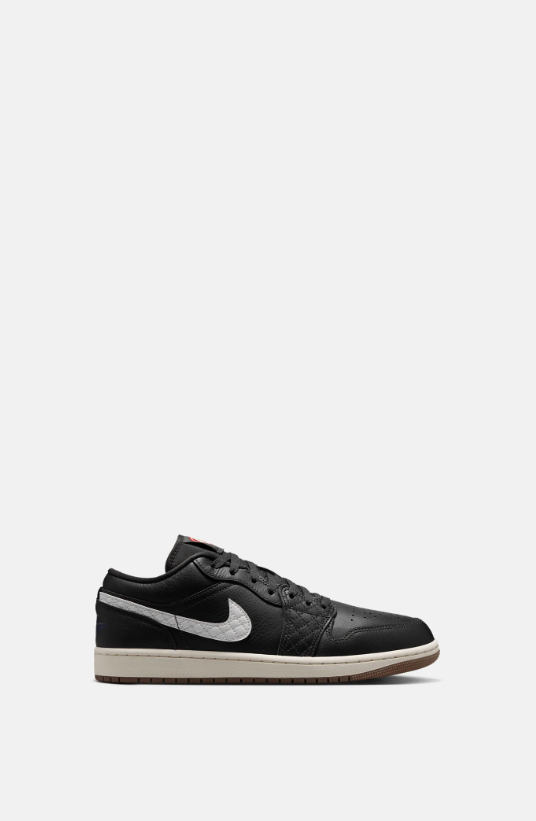 Black & White Low-Top Sneakers with Brown Gum Sole